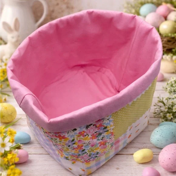 Pastel Patchwork Fabric Easter Basket - Picture 4 of 4